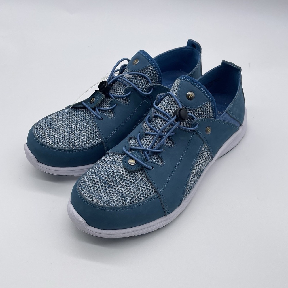 Pandere Womens Bali‎ Expandable Blue  Leather Pain Relief Sneaker Shoes Size 11